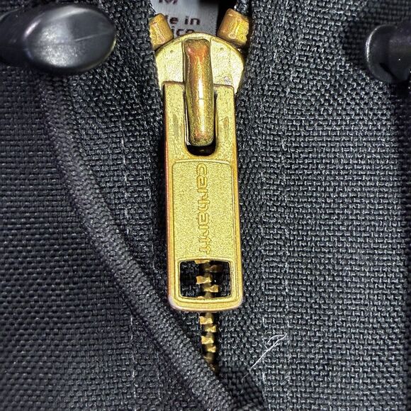 Carhartt Jacket Men’s M Black Duck Quilted Lined Workwear Hooded Heavy Duty - Picture 2 of 9